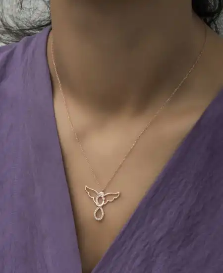 Gümüş Rose Melek Anne Ve Çocuk Bayan Kolye