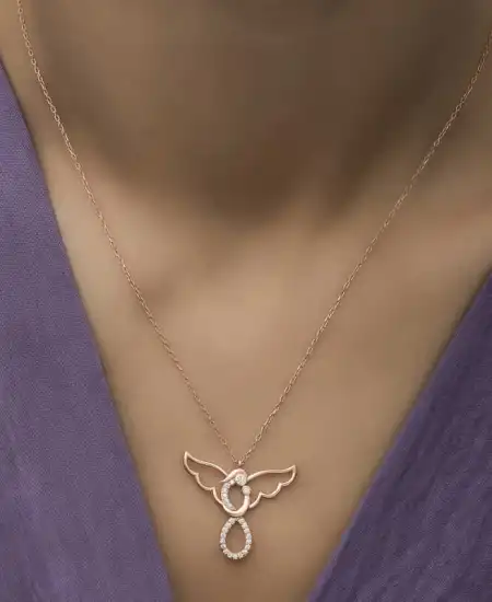 Gümüş Rose Melek Anne Ve Çocuk Bayan Kolye