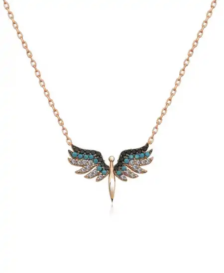 Gümüş Rose Mikail Meleği Bayan Kolye