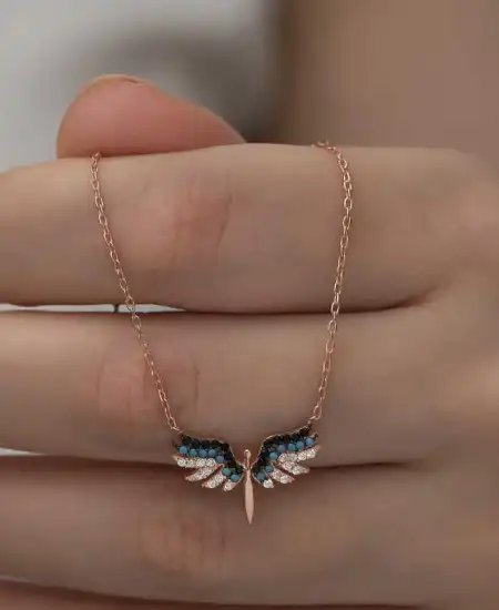 Gümüş Rose Mikail Meleği Bayan Kolye