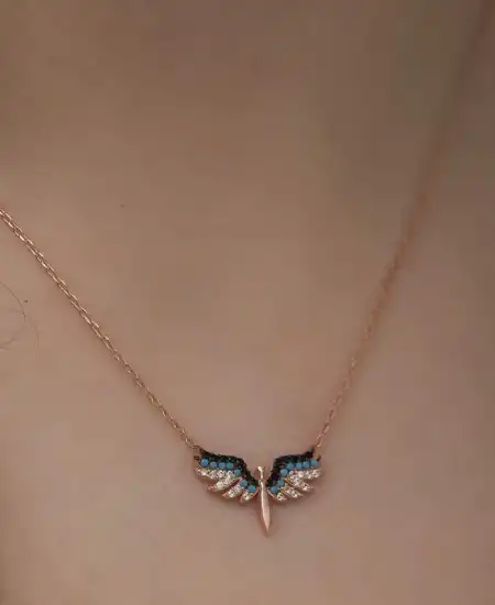 Gümüş Rose Mikail Meleği Bayan Kolye