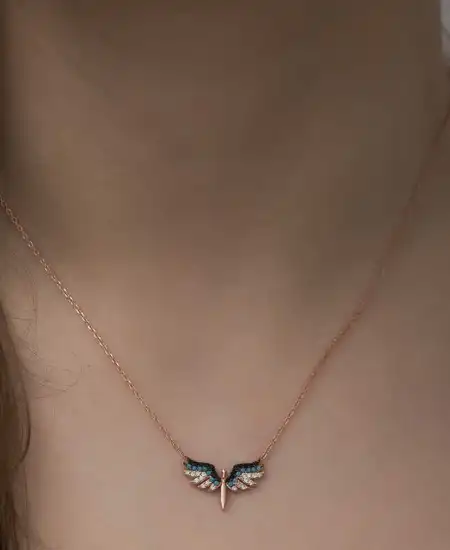 Gümüş Rose Mikail Meleği Bayan Kolye