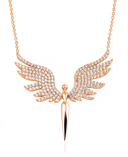 Gümüş Rose Mikail Meleği Kadın Kolye