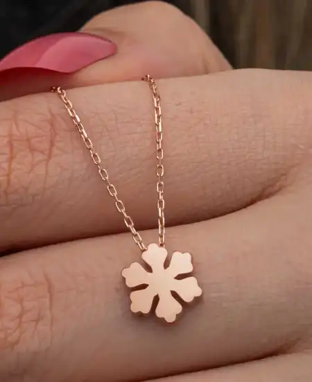 Gümüş Rose Minimal Kar Tanesi Kadın Kolye