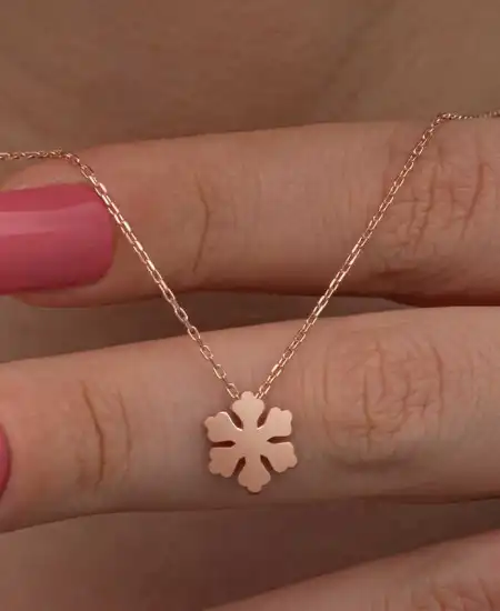 Gümüş Rose Minimal Kar Tanesi Kadın Kolye