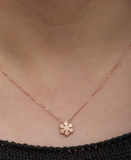 Gümüş Rose Minimal Kar Tanesi Kadın Kolye