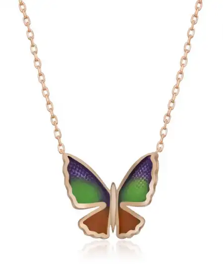 Gümüş Rose Minimal Kelebek Bayan Kolye