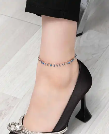 Gümüş Rose Mistik Topaz Taşlı Halhal