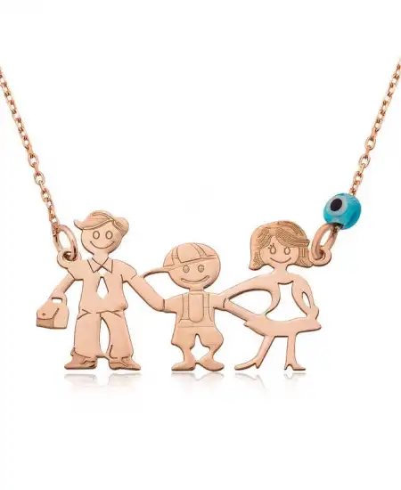 Gümüş Rose Mutlu Aile Bayan Kolye