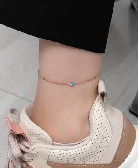 Gümüş Rose Nazar Boncuklu Halhal