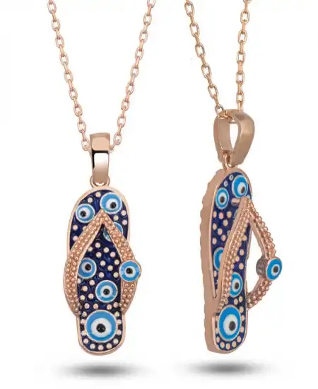 Gümüş Rose Nazar Parmak Arası Terlik Kadın Kolye