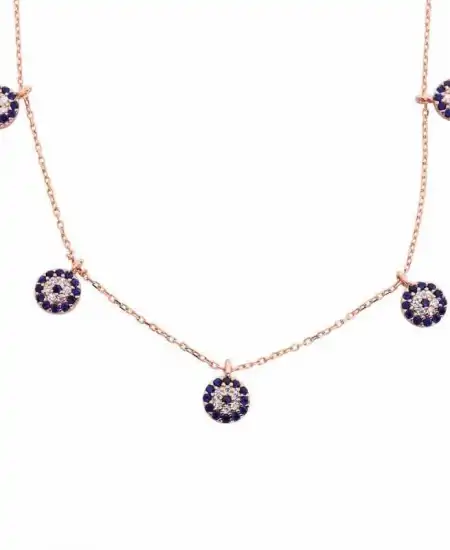 Gümüş Rose Nazarlı Şans Bayan Kolye