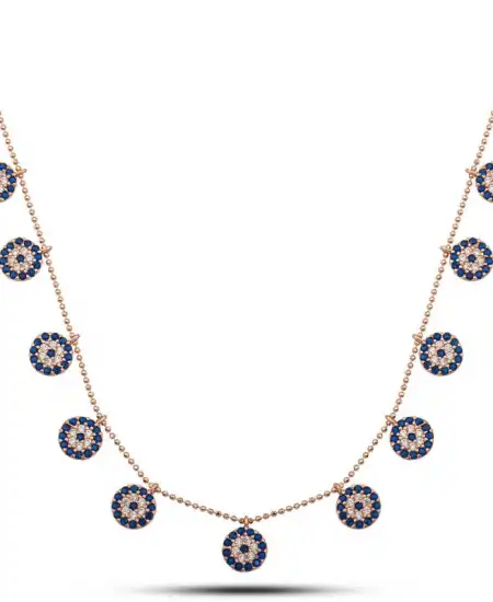 Gümüş Rose Nazarlı Şans Kadın Kolye