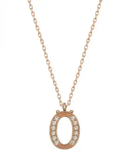 Gümüş Rose Ö Harfi Kadın Kolye