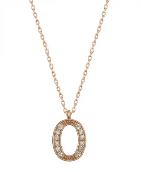 Gümüş Rose O Harfi Kadın Kolye