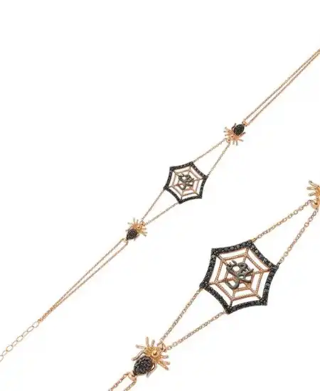 Gümüş Rose Örümcek Ağı Bayan Bileklik