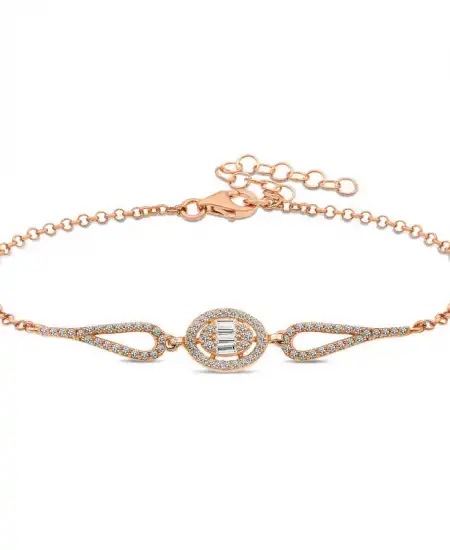 Gümüş Rose Oval Baget Bileklik
