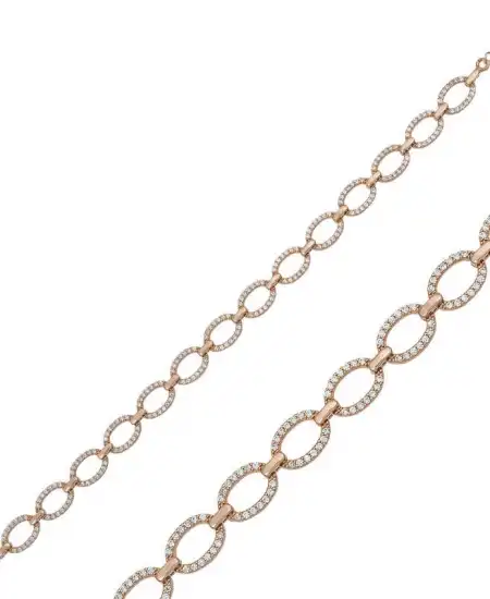 Gümüş Rose Oval Taşlı Bayan Bileklik