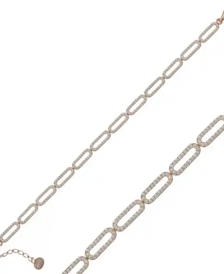 Gümüş Rose Oval Taşlı Bayan Bileklik