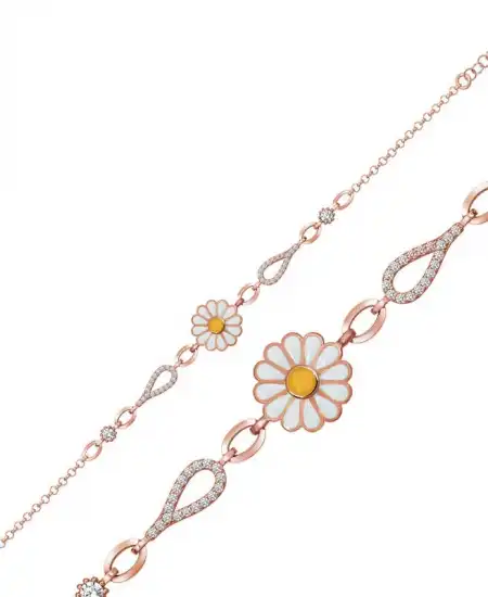 Gümüş Rose Papatya Kadın Bileklik