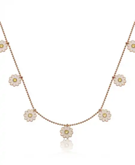 Gümüş Rose Papatya Şans Kadın Kolye