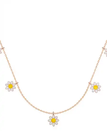 Gümüş Rose Papatya Şans Kadın Kolye