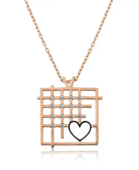 Gümüş Rose Parmaklıklar Arasındaki Aşk Kolye