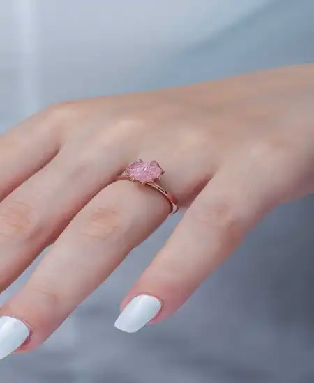 Gümüş Rose Pembe Lotus Çiçeği Yüzük