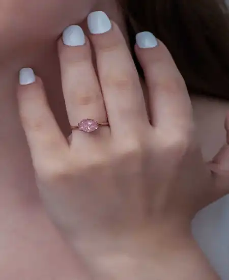 Gümüş Rose Pembe Lotus Çiçeği Yüzük