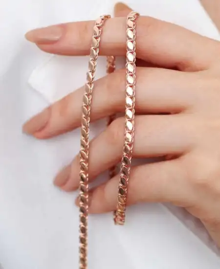 Gümüş Rose Pullu Arpa Zincir