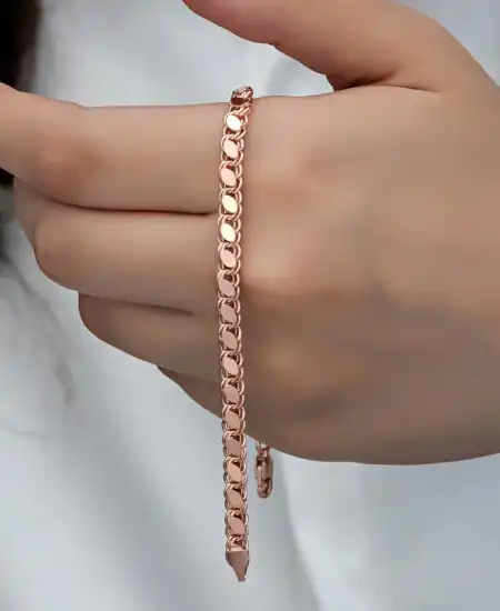 Gümüş Rose Pullu Zincir Kadın Bileklik