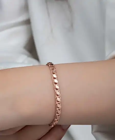 Gümüş Rose Pullu Zincir Kadın Bileklik