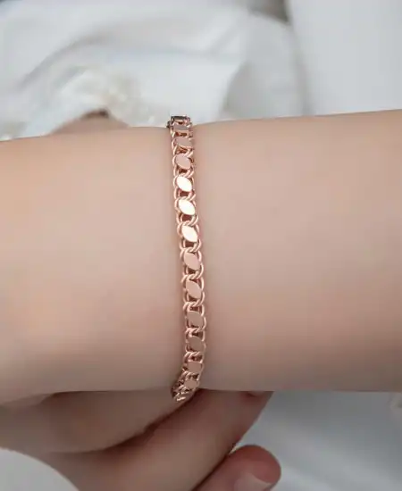 Gümüş Rose Pullu Zincir Kadın Bileklik