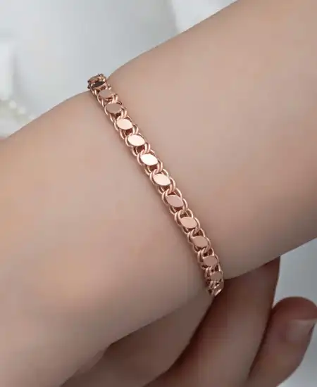 Gümüş Rose Pullu Zincir Kadın Bileklik