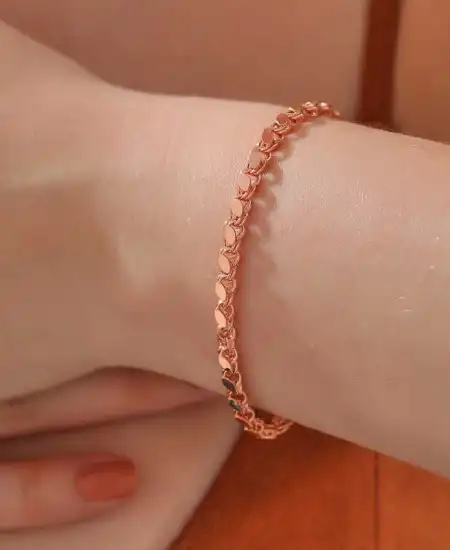 Gümüş Rose Pullu Zincir Kadın Bileklik