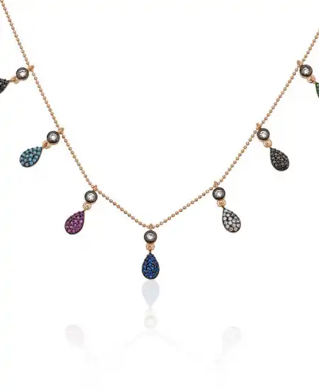 Gümüş Rose Renkli Bayan Şans Kolyesi