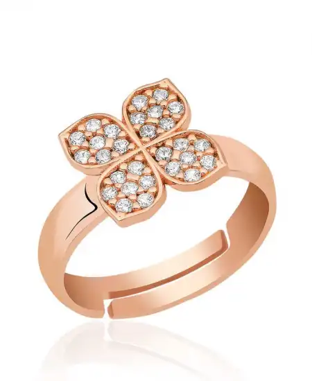 Gümüş Rose Rüzgar Gülü Çiçek Yüzük