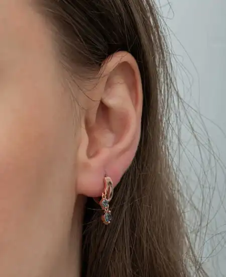 Gümüş Rose Sallantılı Mistik Topaz Kadın Küpe