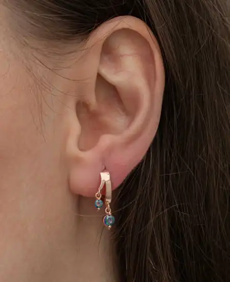 Gümüş Rose Sallantılı Mistik Topaz Kadın Küpe