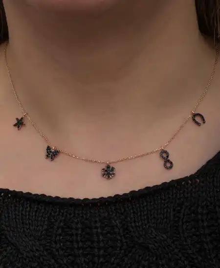 Gümüş Rose Şans Kadın Kolye