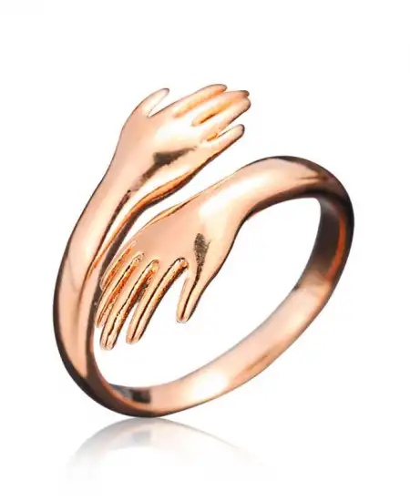 Gümüş Rose Sarılan Eller Yüzük