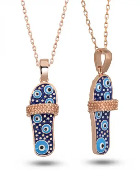 Gümüş Rose Şerit Terlik Kadın Kolye