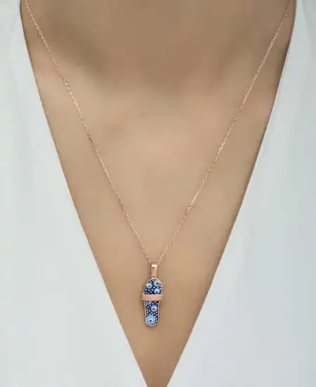 Gümüş Rose Şerit Terlik Kadın Kolye