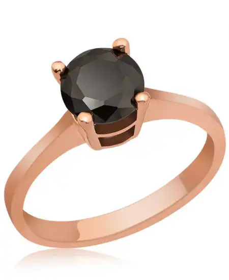 Gümüş Rose Siyah Tektaş Yüzük