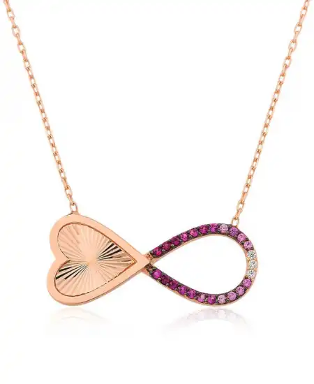 Gümüş Rose Sonsuz Kalp Bayan Kolye