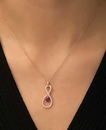 Gümüş Rose Sonsuz Kalp Kolye