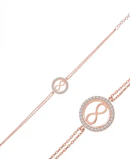 Gümüş Rose Sonsuzluk Bayan Bileklik