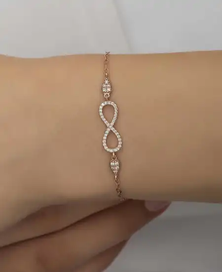 Gümüş Rose Sonsuzluk Kadın Bileklik