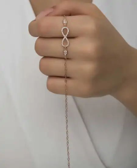 Gümüş Rose Sonsuzluk Kadın Bileklik