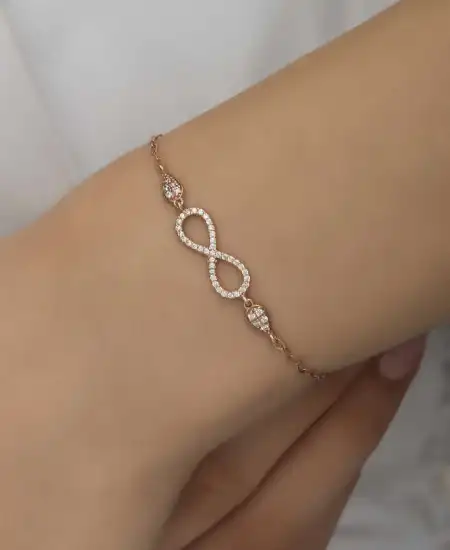 Gümüş Rose Sonsuzluk Kadın Bileklik